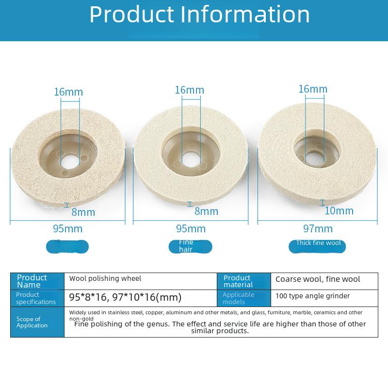 Wool Polishing Wheel for Angle Grinder - Ideal for Glass, Metal, Stainless Steel, Stone