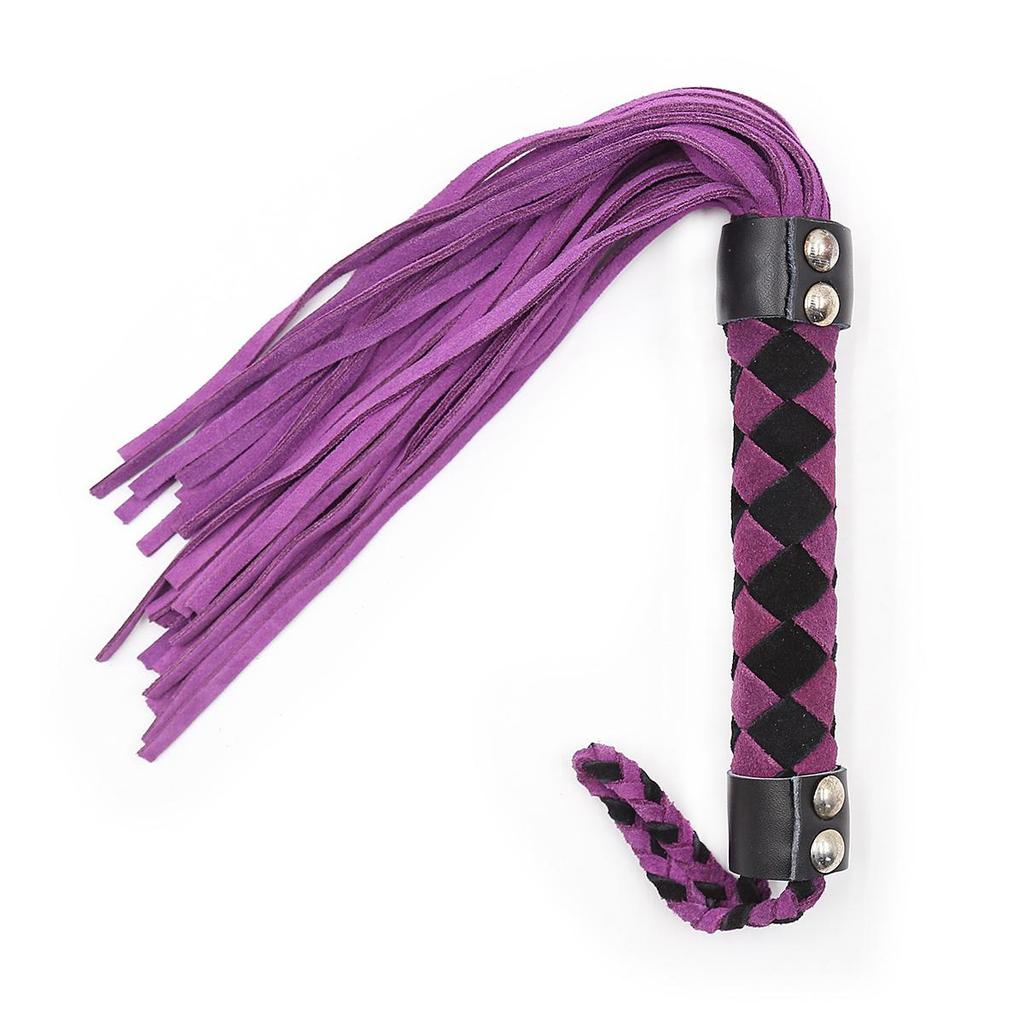 VaHppy Leather Whip SM BDSM Sex Games Toys Role Play 38CM 120G Tassel Tail Cowhide Braided Handle 7colors