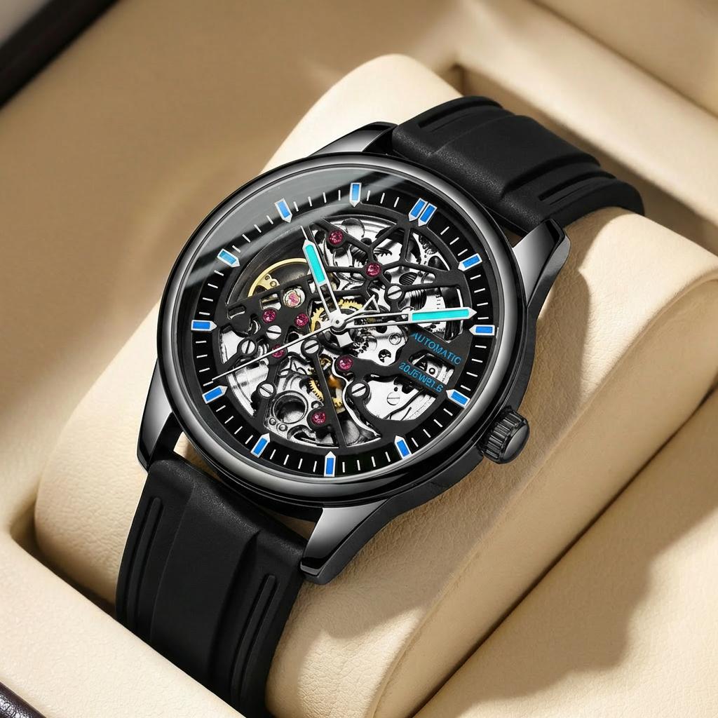 New Men's Hollowed Out High-End Fully Automatic Trend Steel Mechanical Watch