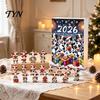 2026 Holiday Atmosphere Gift Set Christmas Cow Ornament Advent Calendar 2026, 24 Days 2D Acrylic Hanging Pendant Flat for Car Rearview Mirror
