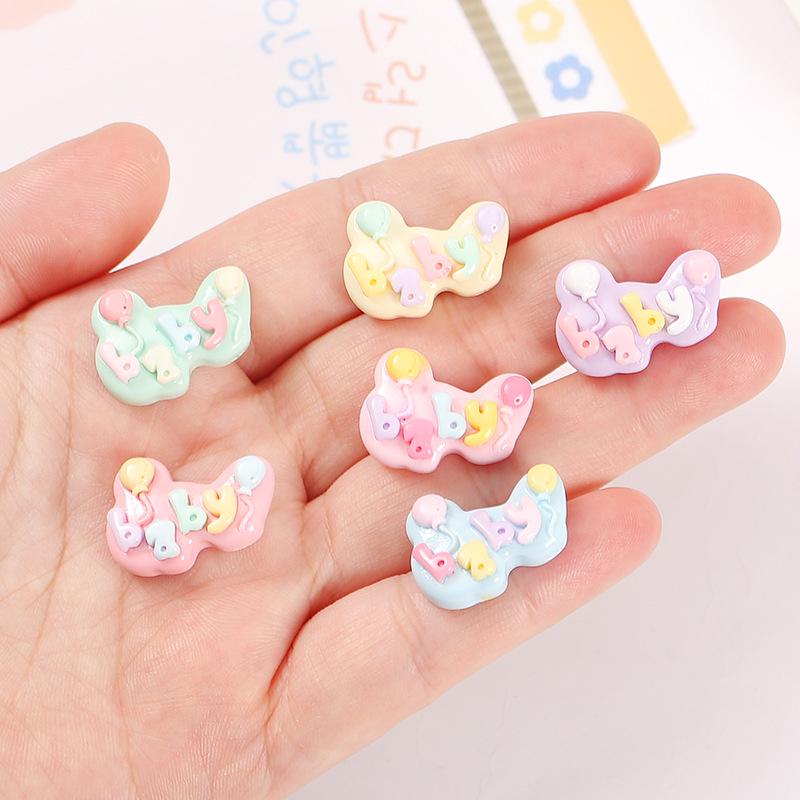 Colorful Bright Surface Baby Letter Cloud DIY Cream Glue Phone Case, Resin Accessories, Handmade Hairpin, and Hair Rope Material.