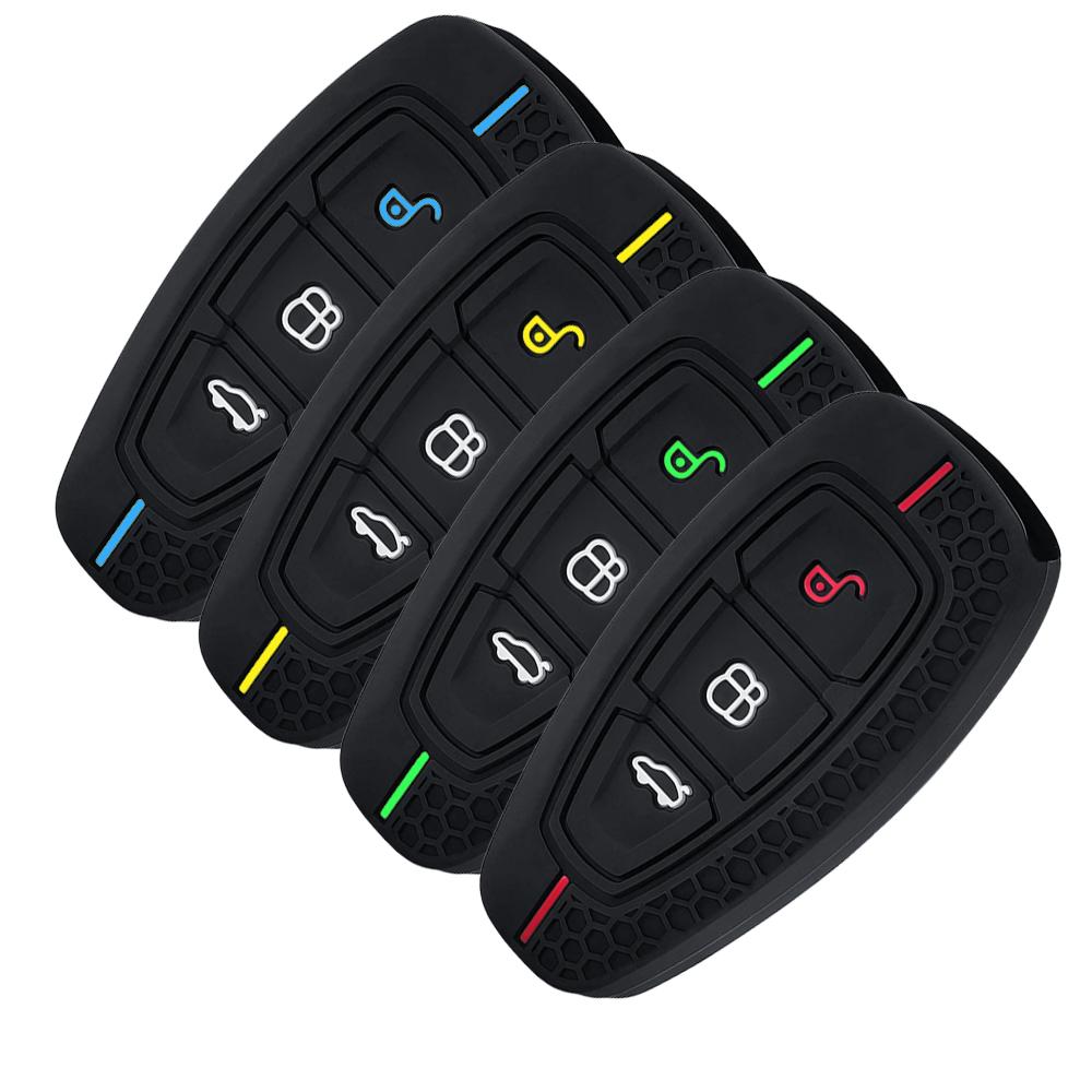 Pack de clés de voiture pour Ford ST Line Fiesta Focus Mondeo Ecosport Kuga Edge Escape Coque de porte-clés de voiture en silicone métallique Accessoires