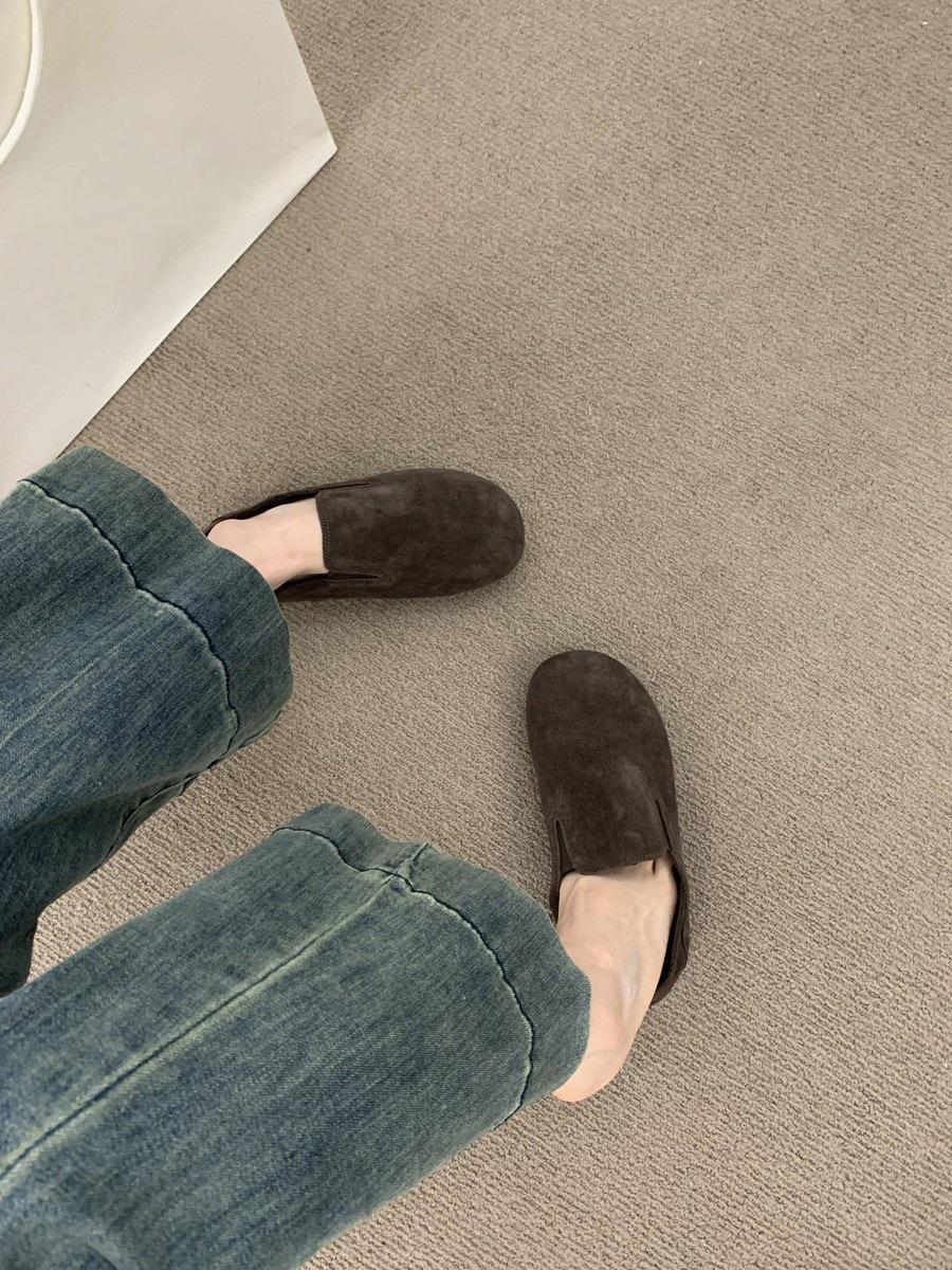

Soft-soled casual Birkenstocks spring and autumn round head one-pedal flats 40 темно-коричневого кольору