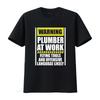 Warning Plumber At Work Funny Flying Tools Offensive Language T Shirt Up To 5xl Vintage Unisex Versatile