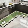 Cartoon Kitchen Floor Mat Unique-Shaped, Stain-Resistant Diatomaceous Earth L-Shaped Floor Mat Water- and Oil-Absorbent, Quick-Drying Doormat