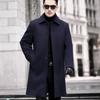 New winter men's cashmere coat, mid-length woolen down lining lapel coat, thickened woolen windbreaker