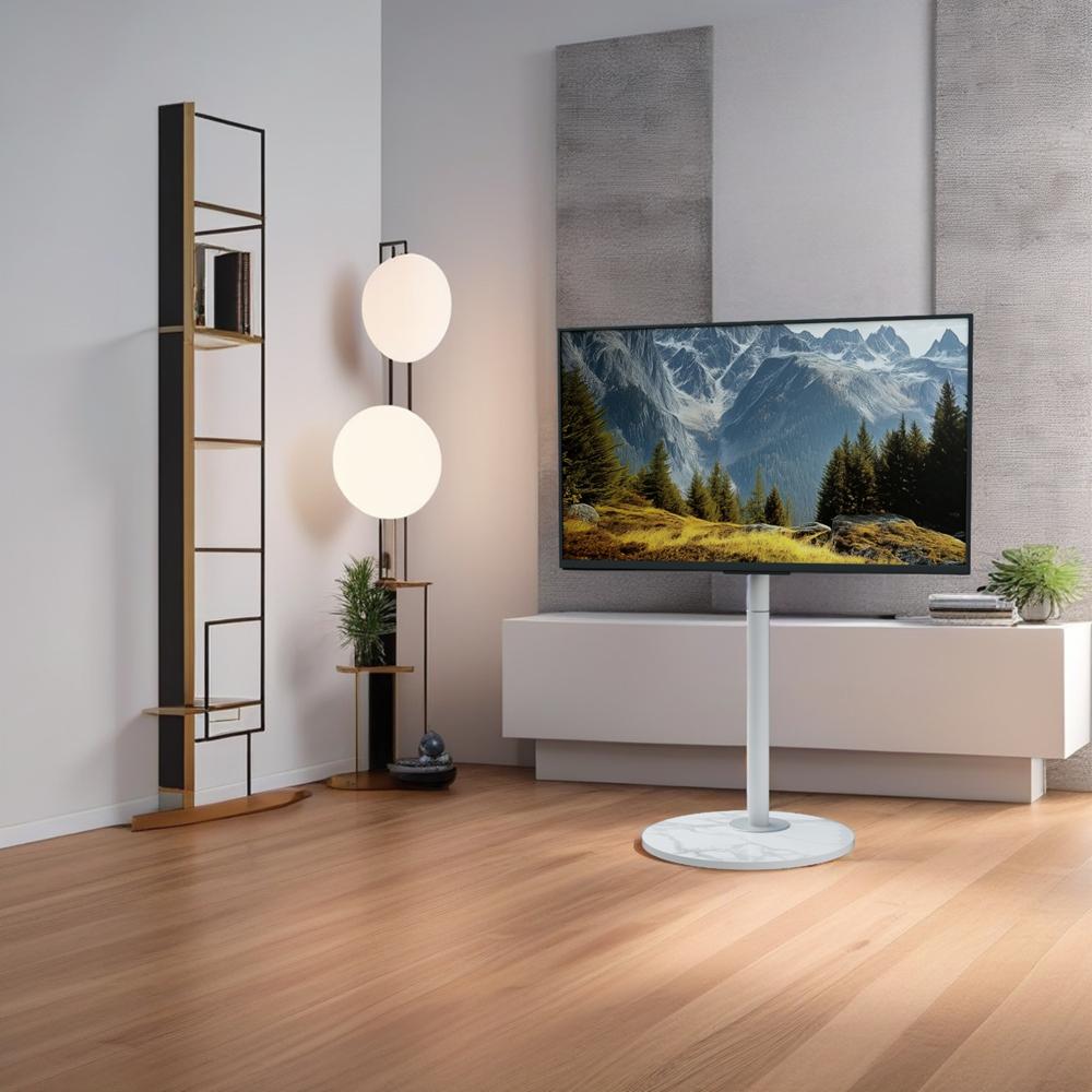 UNHO TV Stands: Minimalist Modern TV Floor Stand for 40''-75'' TV Stand with Sintered Stone Base for Living Room, 600*400mm VESA