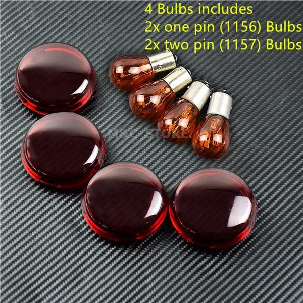 4pcs Turn Signal Light Indicator Lens Cover With Light Bulb For Harley Touring Road King Sportster XL 883 Dyna Softail Heritage
