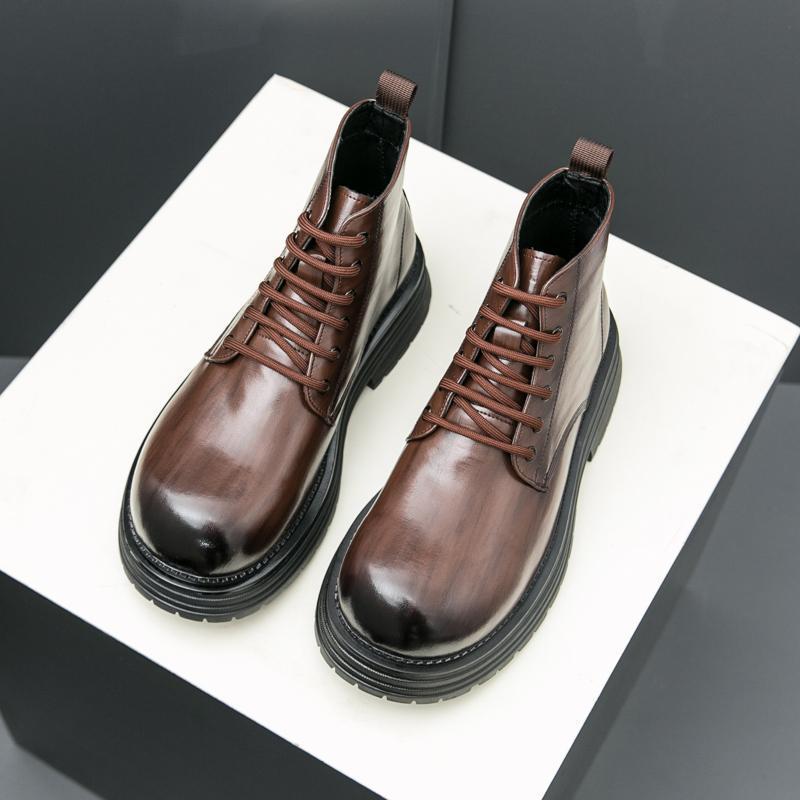 British Style High-Top Martin Boots: Versatile Men s Casual Motorcycle Leather Boots 41 коричневый