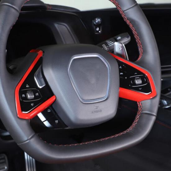 Sport Red Interior Steering Wheel Trim Cover For Corvette C8 -2025