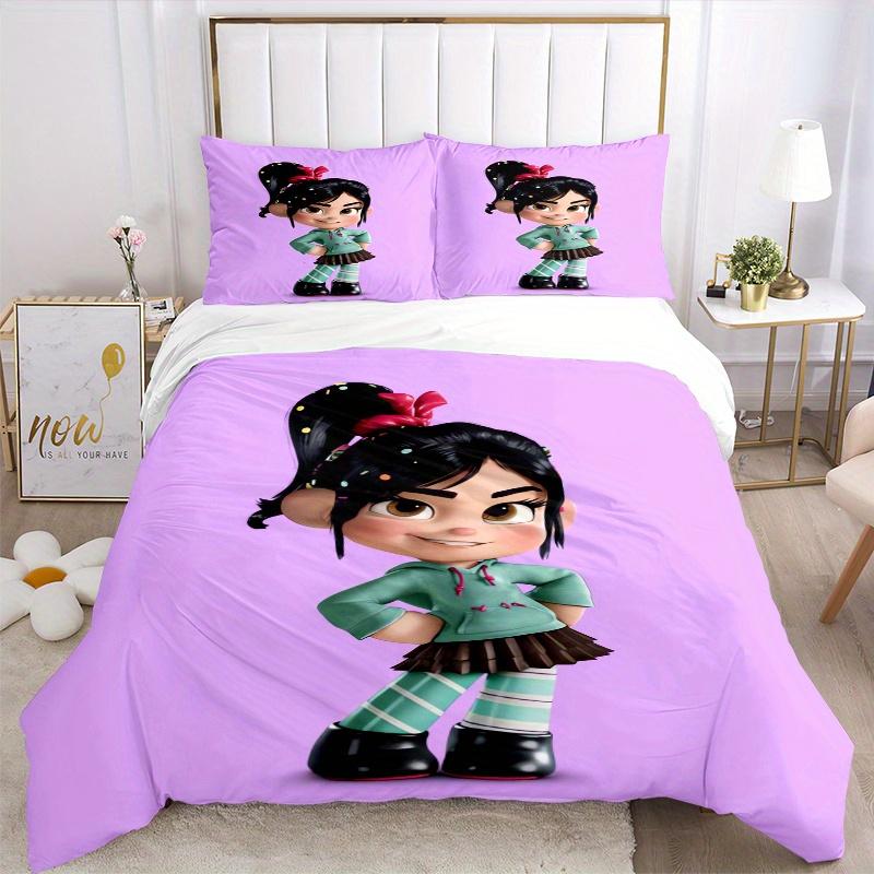 3pcs Cute Vanellope Bedding Set - Includes 1 Quilt Cover and 2 Pillowcases, Comfortable Bedding with Stylish Design for Bedroom, Machine Washable