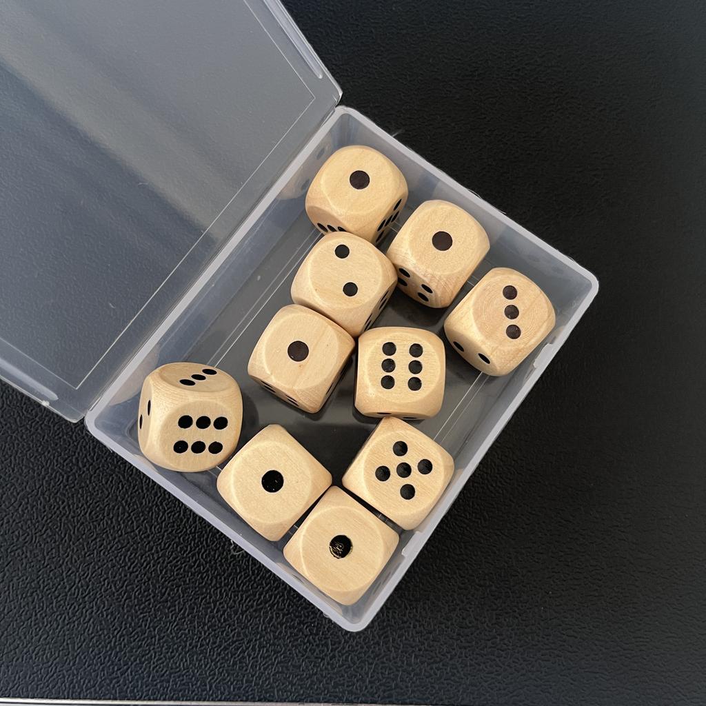 Wooden Dice 10Pcs Round Corner D6 D10 Wood Dice For Flying Chess Props Table Board Role Playing Game