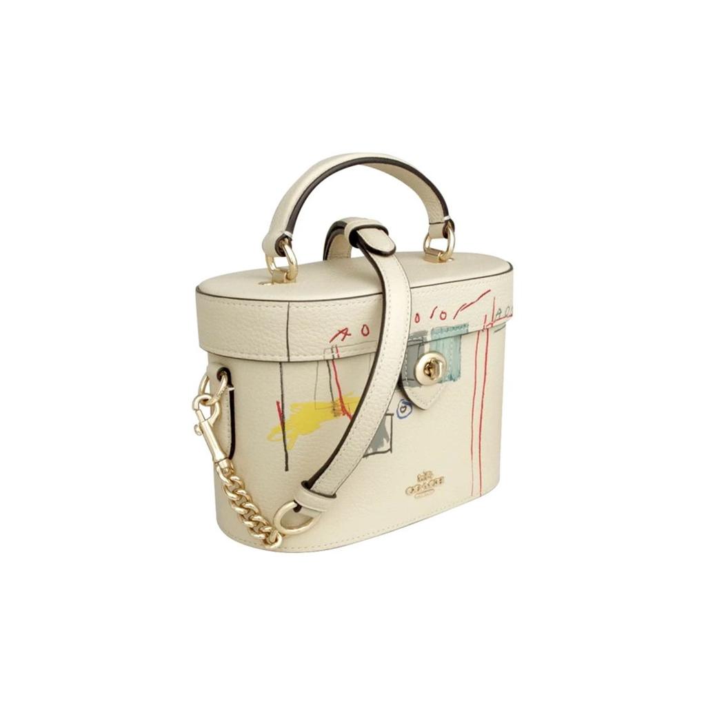 Coach Basquiat Collaboration Kay 20 Graffiti Print Leather Box Bag Women handbags Wheat C5655-IMOQY