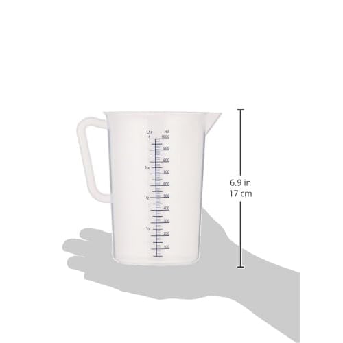 M.T. Trimatsu SUNNEX MTI Polypropylene Measuring Cup, 1.0L, Made of Polypropylene, Break-Resistant, Heat-Resistant up to 120C, Can Measure Hot Water