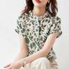 Bluse Top da Donna Estivo Stile Camicie Top da Donna Casual Manica Corta Collo Alto Stampa Floreale Blusas Top