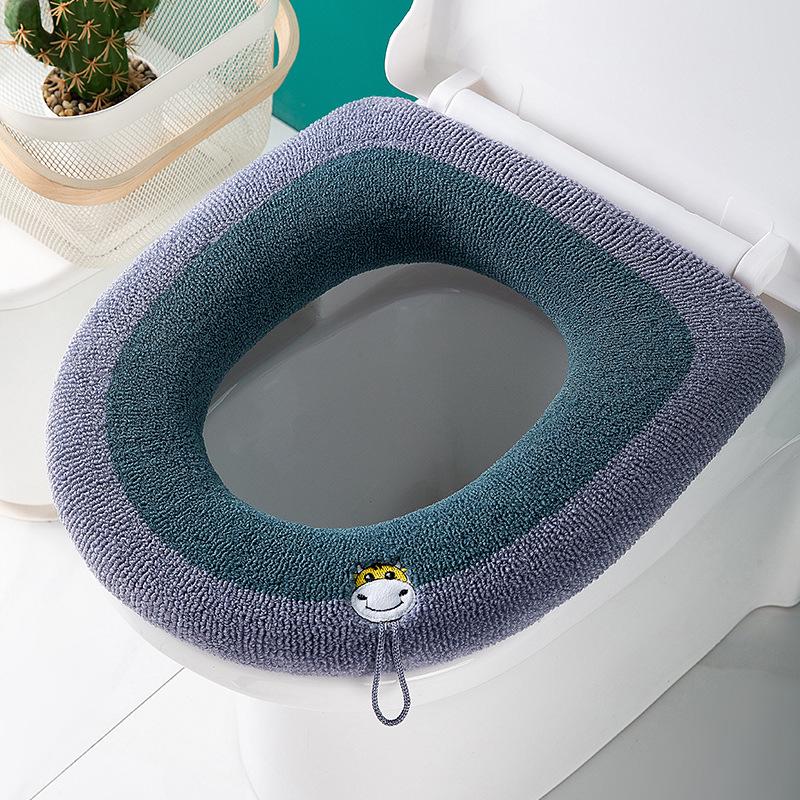 Universal Plush Velvet Winter Toilet Seat Cover & Cushion Ring