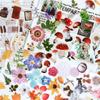 40pcs PET Transparent Flowers Stickers DIY Deco Scrapbooking Junk Journal Plants Flowers Sticker Stationery Supplies