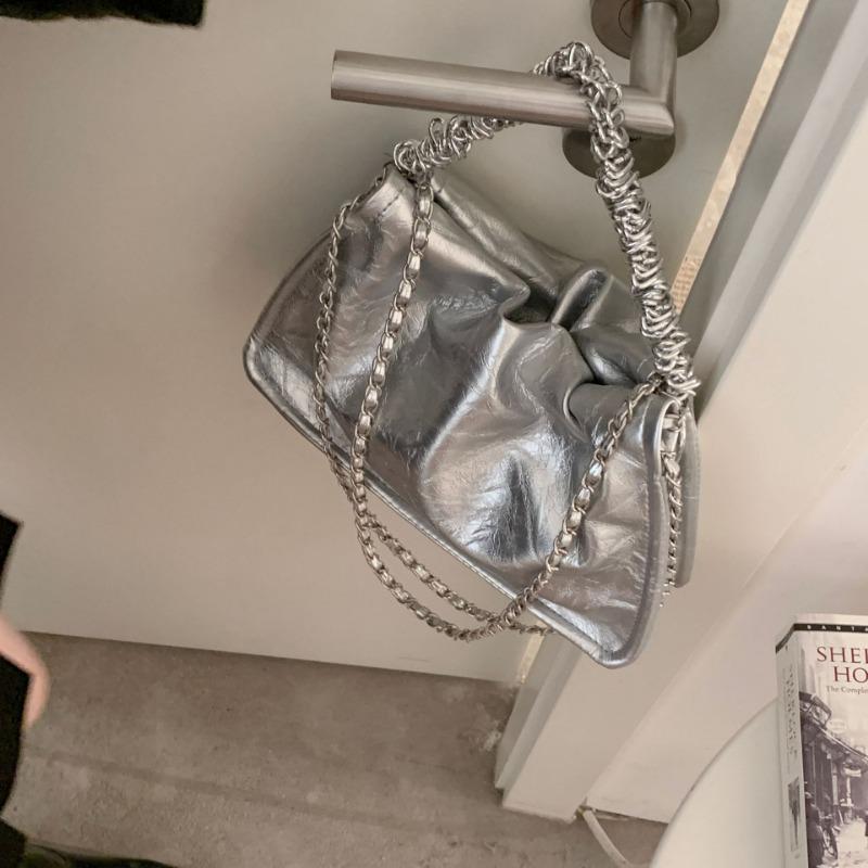 High-end Quality Underarm Bag, Simple Small Square Bag, Pleated Chain Single-shoulder Bag, Light Luxury Style