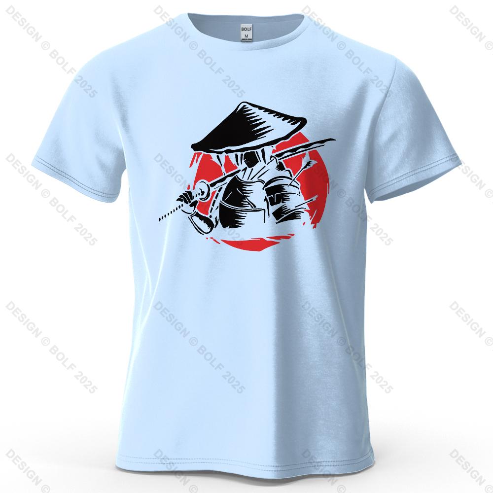Samurai Cool Printed Men's T-Shirt 100% Cotton Oversized Traditional Graphic Tees for Women Tops Tees Casual Streetwear