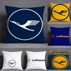 L-LufthansaS German Airlines Pillow Case Square Double-Sided Printing Short Plush Sofa Cushion Cover Bedroom