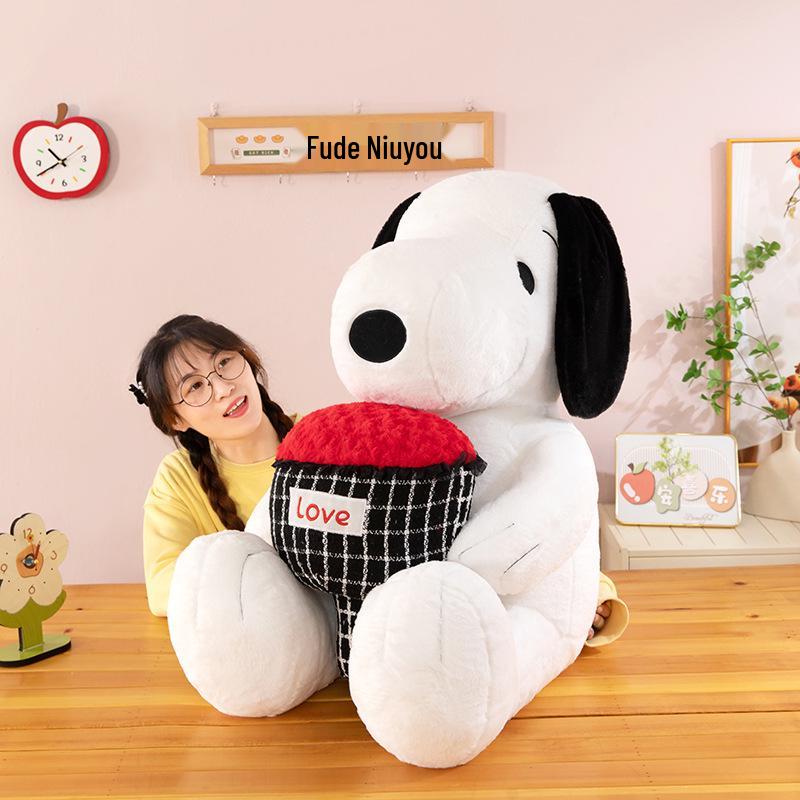 2025 Snoopy Love Heart Bouquet Plush Toy Pillow - Birthday Gift for Girls and Kids