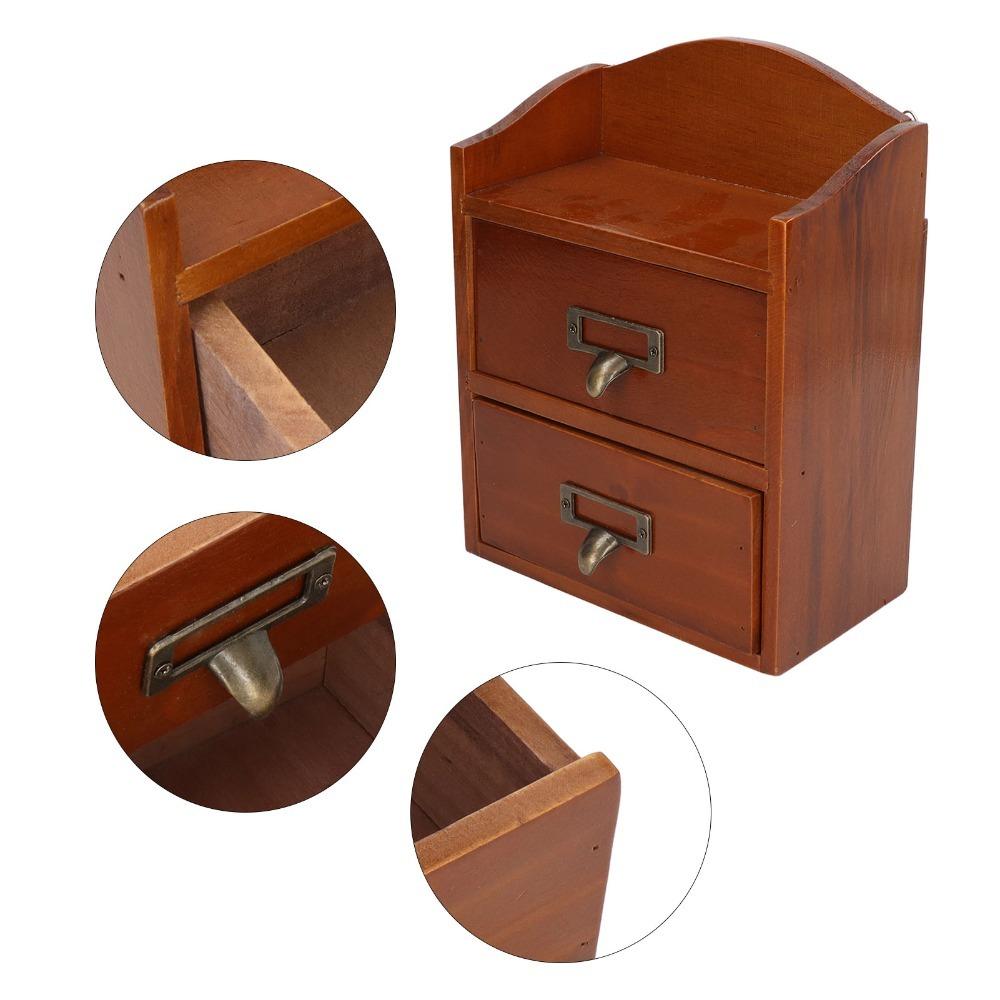 3pcs Wood Wooden Storage Box Multi Layer Desktop Organizer Desktop Storage Box  For Office