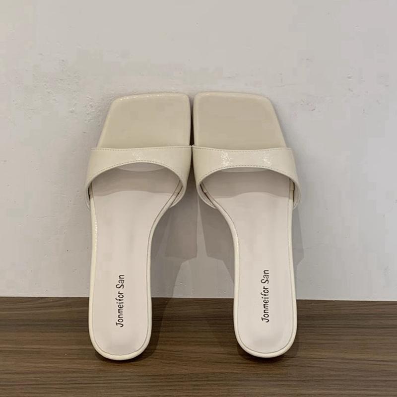 Fashion SUOJIALUN 2025 Summer New Women Slipper Fashion Med Wedge Heel Slip On Slides Shoes Ladies Elegant Outdoor Dress Flip Flop Shoes