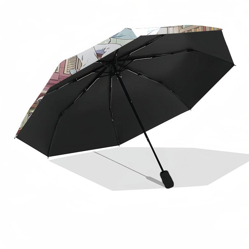 1pc Outdoor Umbrella with Haikyuu! Characters - Automatic Opening/Closing, Portable 3-Fold Design, 8-Rib Iron Frame - Perfect Gift for Fans, Trav