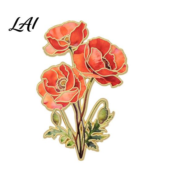 Literary Style Brooch Pin Enamel Flower Design with Smooth Edges Durable Pin Lightweight Zinc Alloy Badge for Jackets Scarves Bags Gift Artistic
