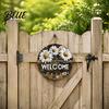 Decorative Wood Sign for Porch Wooden Daisy Welcome Front Door Rustic Farmhouse Hanging Wall Decor Floral Art with Hemp Rope Plaque Home Entrance