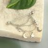 Fashion Stainless Steel Industrial Piercing Long Rod Chain Star Tragus Earrings Jewelry for Women Men