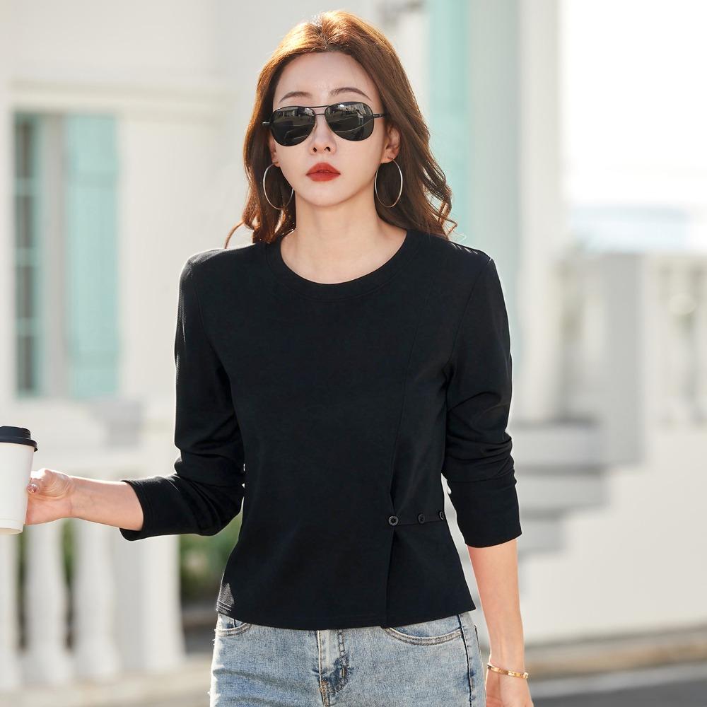 Women's Long-sleeved T-shirt Spring and Autumn New Round Neck Outer Wear Bottoming Shirt Slimming All-match Top