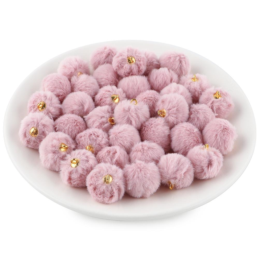 20pcs Plush Fur Cover Ball Beads Charms Cute Bead Pendant for DIY Jewelry Making Accessories Handmade Earring Bracelet