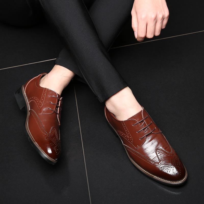 Casual Leather Shoes Men Pointed Toe Leather Shoes Business Shoes Leather Shoes