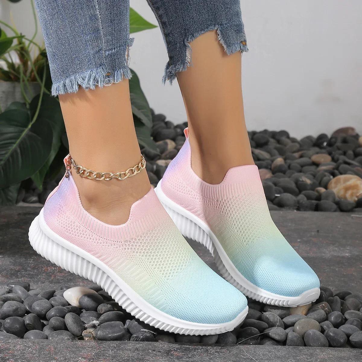 

Fashion Breathable Mesh Women Sneakers Fashion Mixed Colors Women s Vulcanize Shoes Casual Slip on Women s Sneakers Tenis Shoes Ladies 35