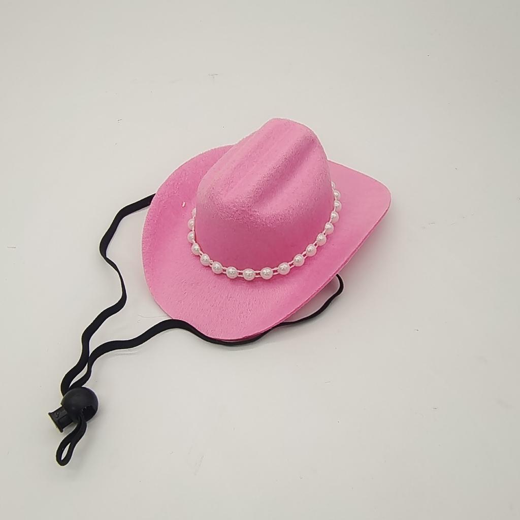 New Pearl Decorated Cowboy Hat Pet Cat Dog Western Cowboy Hat Mini Hat