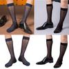 Men's Ultra Thin Nylon Dress Socks Soft See Through Breathable Calf Length Socks Long Stockings for Business Formal Wear