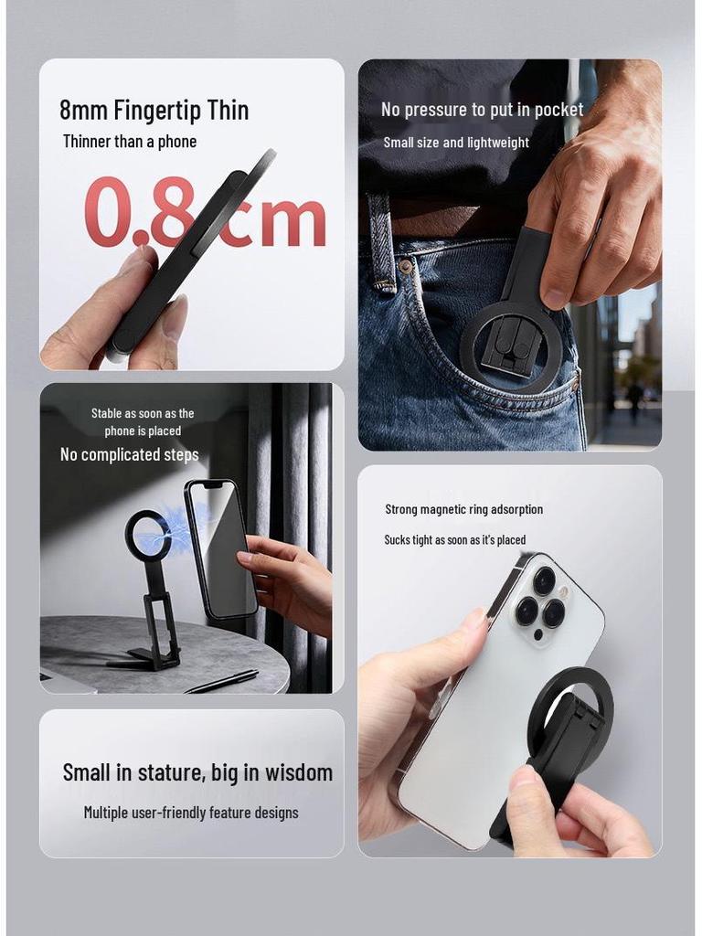 Portable Magnetic Aluminum Phone Holder & Tripod Stand for Live Streaming and Selfies