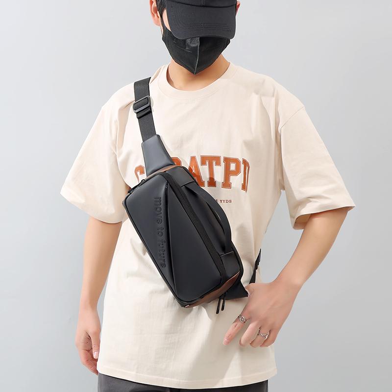 Men's Chest Bag Waterproof Crossbody Bag Multifunctional Sports Outdoor Shoulder Bag