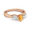 Three Stone Natural Citrine 925 Sterling Silver Rose Gold Vermeil Engagement Ring