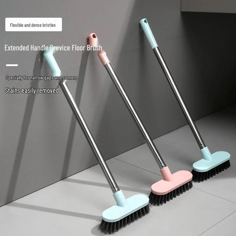 Bathroom & Floor Gap Cleaning Brush with Long Handle - Hard Bristle for Carpet & Toilet Cleaning