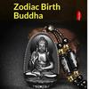 Black Obsidian Buddha Pendant Carved Design Beaded Chain Daily Wear Lucky Gift For Men Women