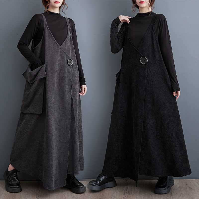 New Plus Size Design Crafted Straps Adjustable Loose Dresses