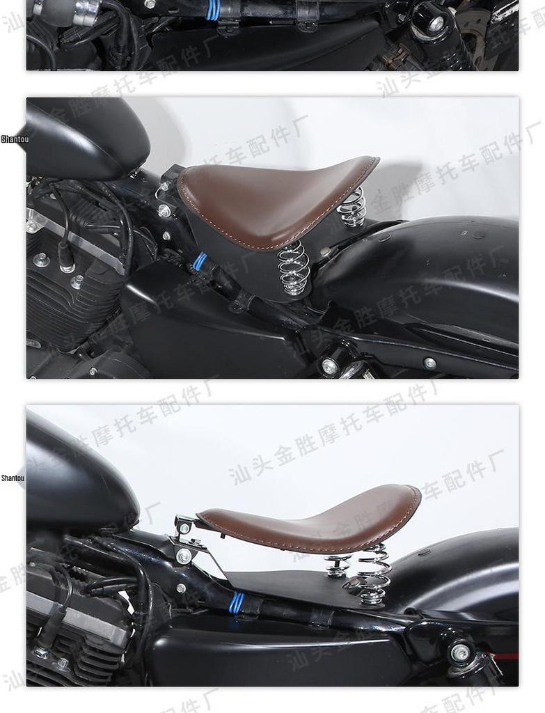 Retro Triangle Seat Bag for Harley Motorcycle - Leather Spring Cushion Accessory
