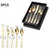 5Pcs Portable Stainless Steel Flatware Reusable Tableware Lightweight Backpacking Cutlery Dinnerware