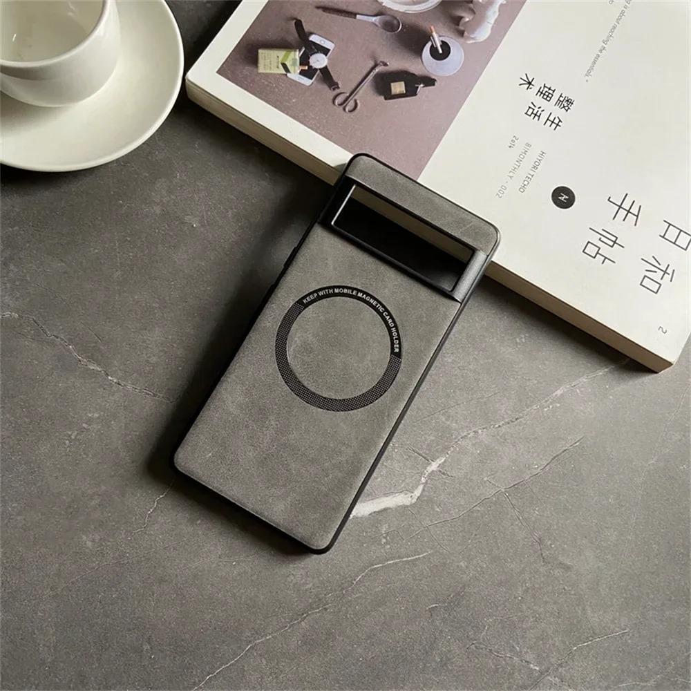 Vintage Solid Color Soft Leather Case for Google Pixel 10 9 8 7 6 A Pro XL Shockproof Magnetic Wireless Charging Skin Feel Cover