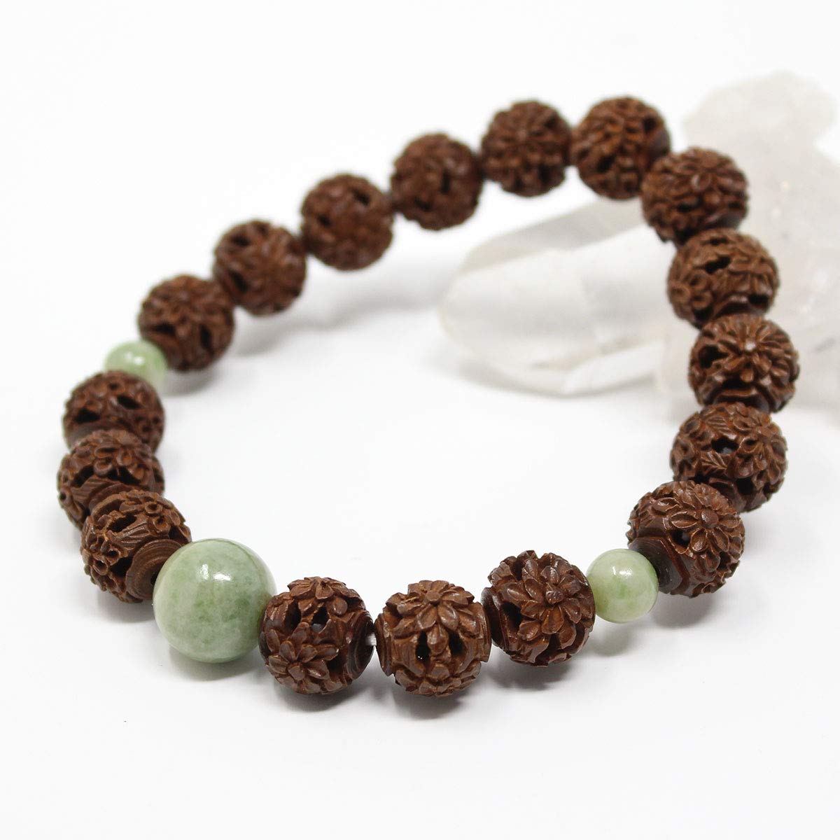 

Wagokoro Nenjudo Chrysanthemum Carved Boxwood Buddhist Prayer Beads with Rubber Exchange Coupon