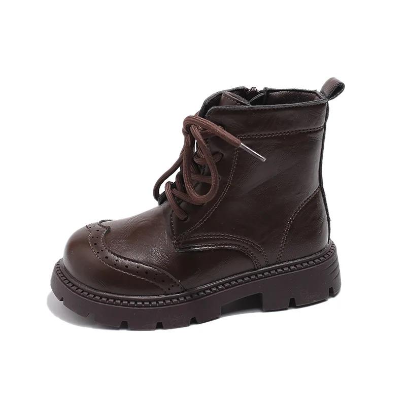 New Girls' Boots Winter Versatile Children's Fashion Ankle Boots Simple Trend Kids Causal Cotton Boots Round-toe Non-slip Zipper