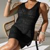 Elegant Knitted Hollowed Out Vest Dress Comfortable Beach Cover Up Dress for Pool Parties and Beach Vacation