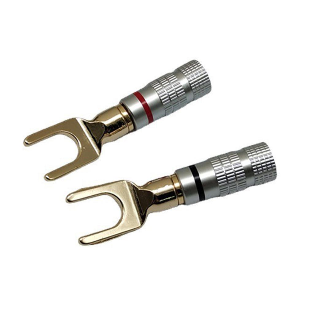 Upgrades Gold Plated U Type Banana Plug Y Speaker Fork Audiophile Plugs for Home Theater & Professional Audio System